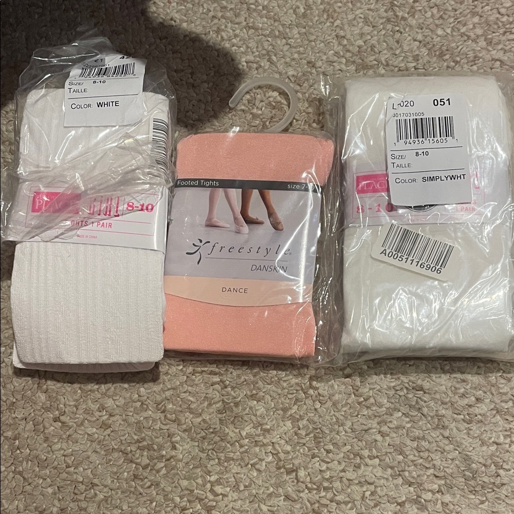 Danskin Girls Footed Tights Pack — Peach and White